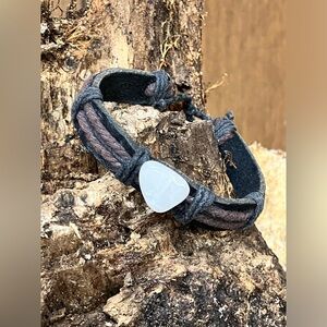 NWOT Real Leather Bracelet With Natural Opaque Stone